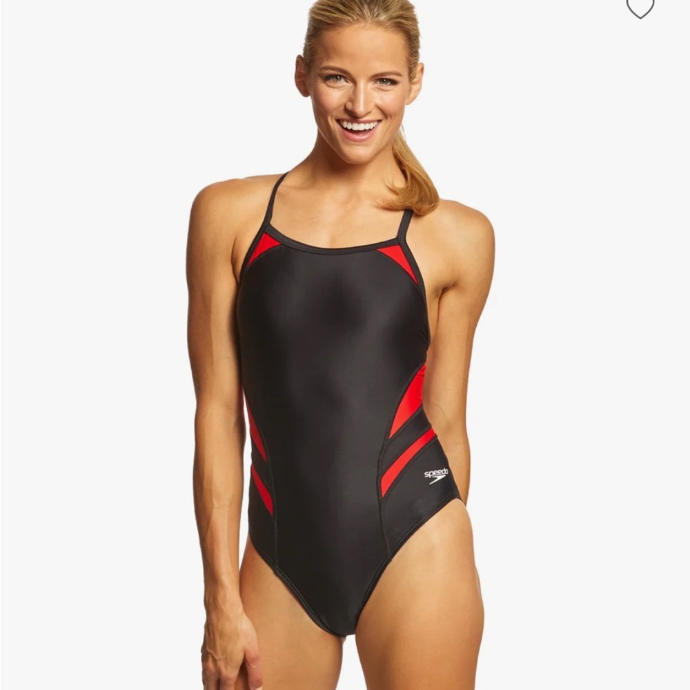 Women's Tone Setter Splice Flyback Speedo Red and Black
